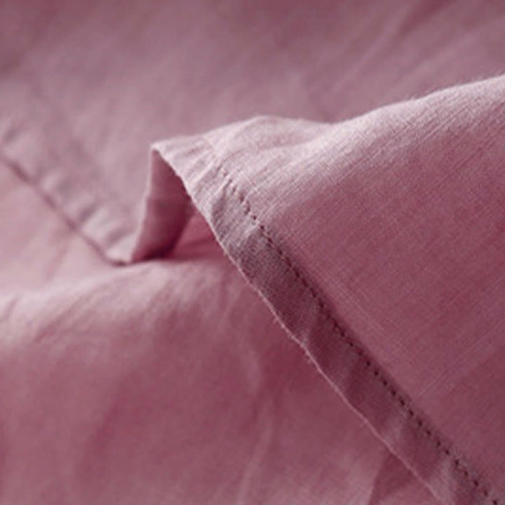 Koszula damska z krótkim rękawem i okrągłym dekoltem w serek Buddha Stones Casual Plain Loose Cotton - image 7