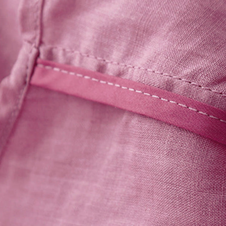 Koszula damska z krótkim rękawem i okrągłym dekoltem w serek Buddha Stones Casual Plain Loose Cotton - image 22