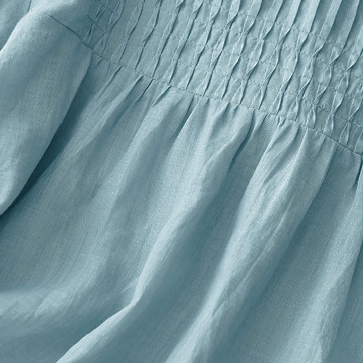 Koszula damska z krótkim rękawem i okrągłym dekoltem w serek Buddha Stones Casual Plain Loose Cotton - image 29