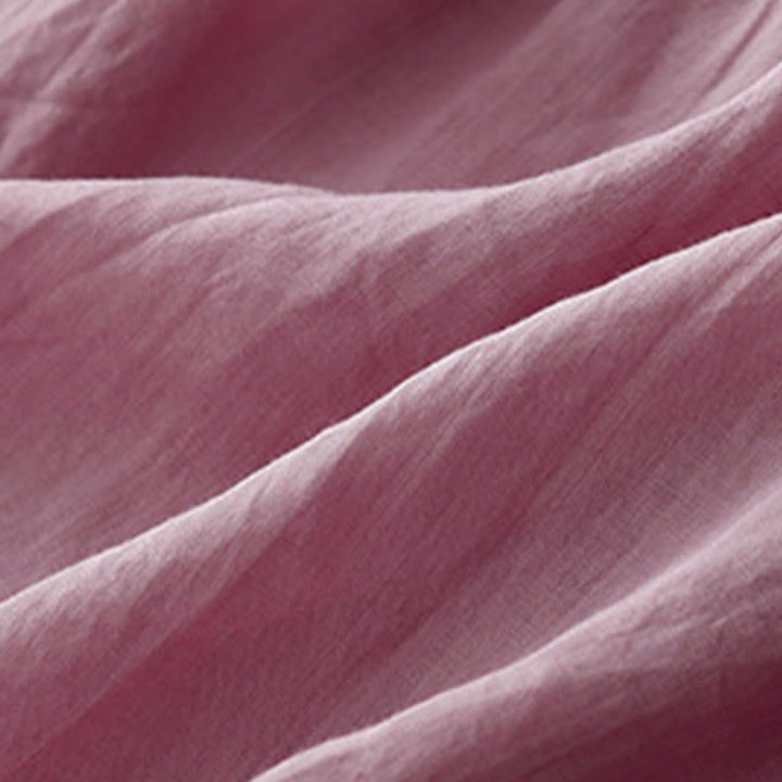 Koszula damska z krótkim rękawem i okrągłym dekoltem w serek Buddha Stones Casual Plain Loose Cotton - image 9