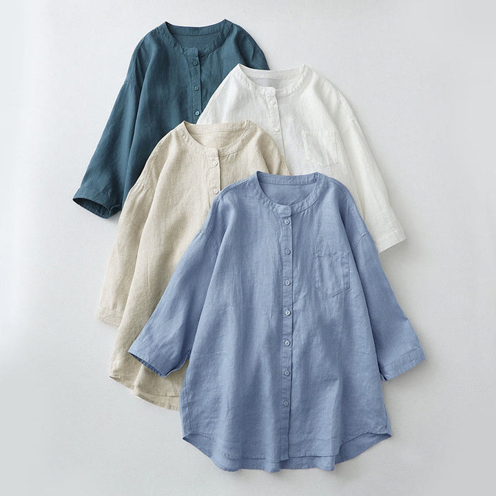 Koszula z Buddha Stones w jednolitym kolorze z rękawami trzy czwarte „Buddha Stones” - image 1