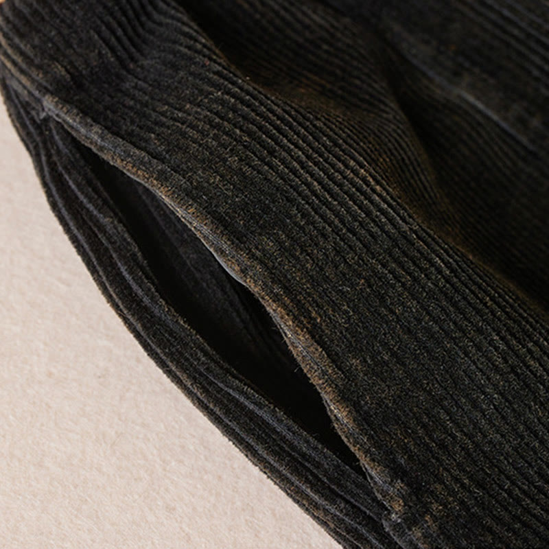 Damskie spodnie haremowe z kontrastowym kolorem i bawełną sztruksową z podszewką z polaru i kieszeniami , z Buddha Stones - image 4