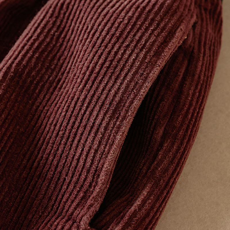 Damskie spodnie haremowe z kontrastowym kolorem i bawełną sztruksową z podszewką z polaru i kieszeniami , z Buddha Stones - image 10