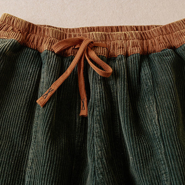 Damskie spodnie haremowe z kontrastowym kolorem i bawełną sztruksową z podszewką z polaru i kieszeniami , z Buddha Stones - image 17