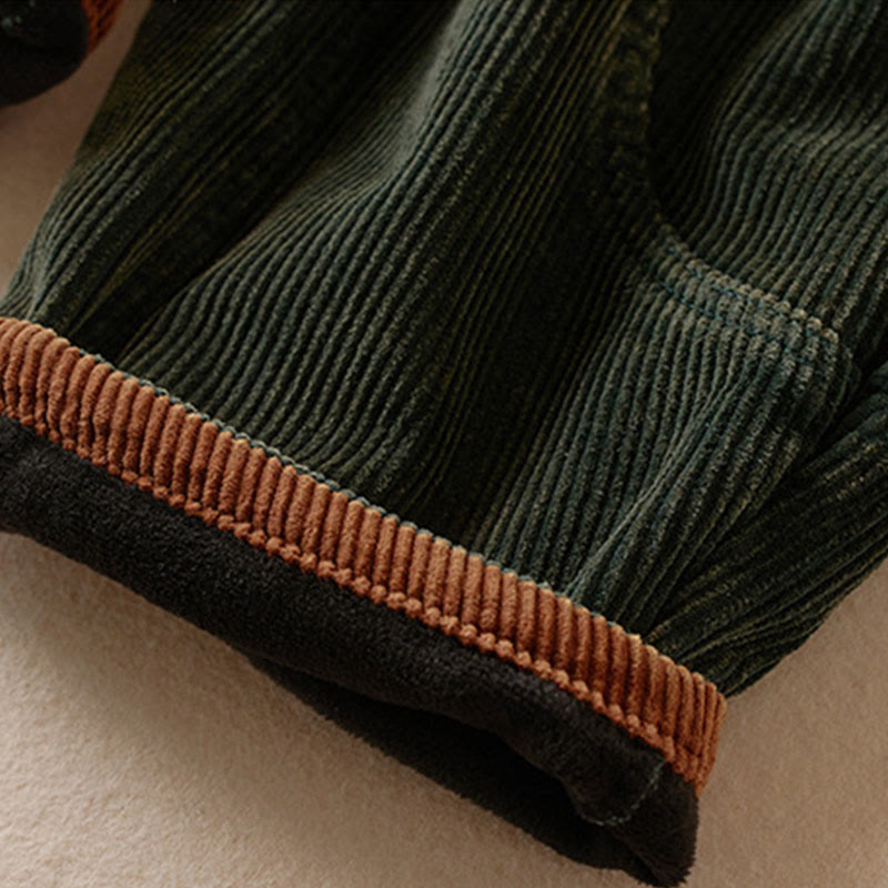 Damskie spodnie haremowe z kontrastowym kolorem i bawełną sztruksową z podszewką z polaru i kieszeniami , z Buddha Stones - image 19