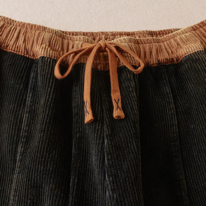 Damskie spodnie haremowe z kontrastowym kolorem i bawełną sztruksową z podszewką z polaru i kieszeniami , z Buddha Stones - image 3