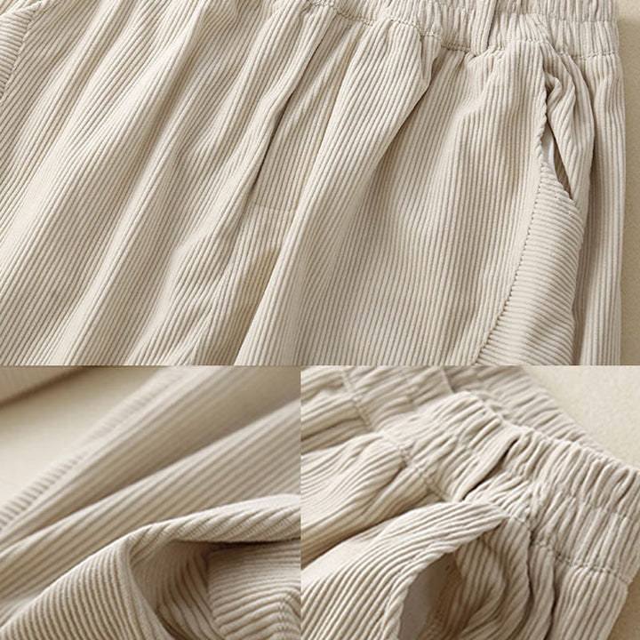 Spodnie harem damskie z bawełny sztruksowej Buddha Stones Commute Vintage Plain z kieszeniami - image 13