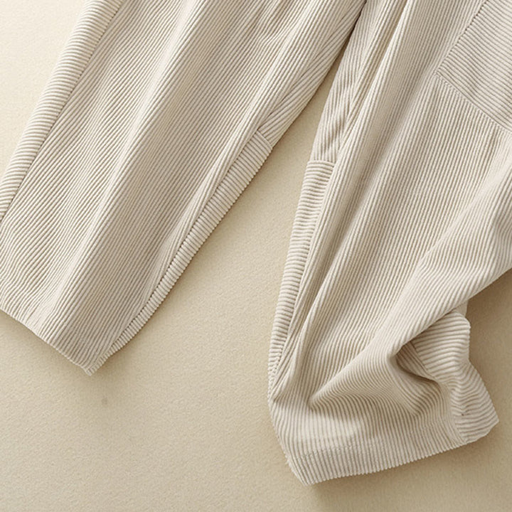 Spodnie harem damskie z bawełny sztruksowej Buddha Stones Commute Vintage Plain z kieszeniami - image 12