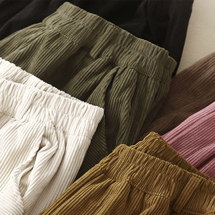 Spodnie harem damskie z bawełny sztruksowej Buddha Stones Commute Vintage Plain z kieszeniami - image 23