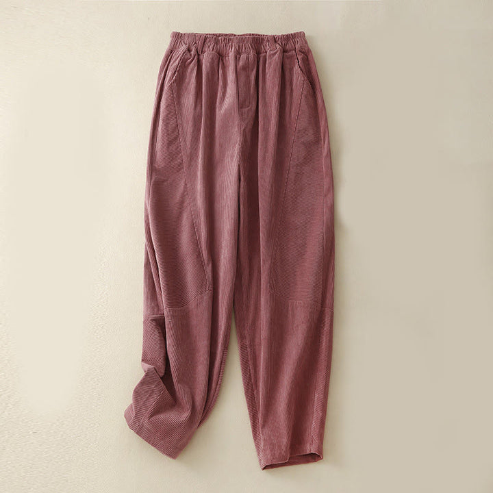 Spodnie harem damskie Buddha Stones Commute Vintage Plain z poliestru i sztruksu z kieszeniami - Bladofioletowoczerwony - US8-10，UK/AU12-14，EU40-42 (2XL) - image 14