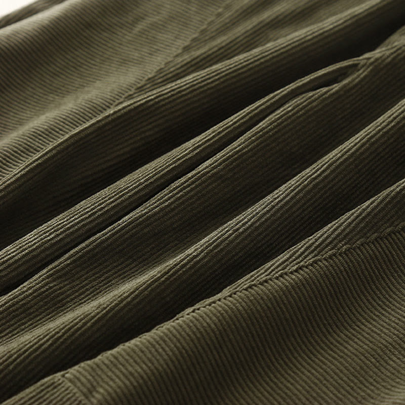 Spodnie harem damskie z bawełny sztruksowej Buddha Stones Commute Vintage Plain z kieszeniami - image 6