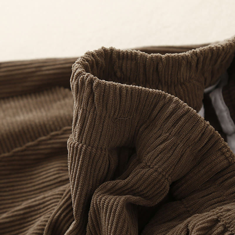 Spodnie harem damskie z bawełny sztruksowej Buddha Stones Commute Vintage Plain z kieszeniami - image 1