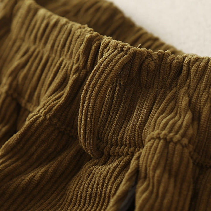 Spodnie harem damskie z bawełny sztruksowej Buddha Stones Commute Vintage Plain z kieszeniami - image 19