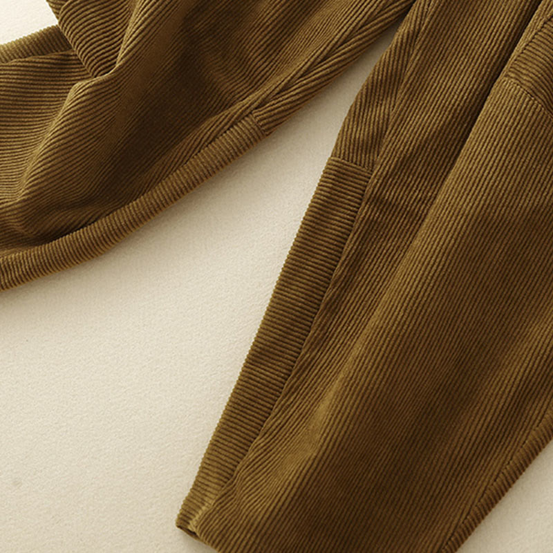 Spodnie harem damskie z bawełny sztruksowej Buddha Stones Commute Vintage Plain z kieszeniami - image 20