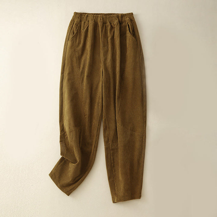 Spodnie harem damskie Buddha Stones Commute Vintage Plain z poliestru i sztruksu z kieszeniami - DarkGoldenrod - US8-10，UK/AU12-14，EU40-42 (2XL) - image 18