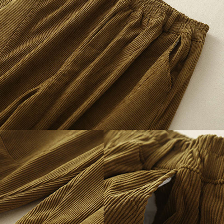 Spodnie harem damskie z bawełny sztruksowej Buddha Stones Commute Vintage Plain z kieszeniami - image 21