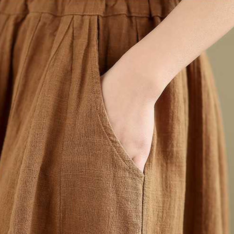 Spodnie harem damskie z bawełny i lnu z kieszeniami, wiosenne i casualowe, z prostym wzorem i Buddha Stones - image 7