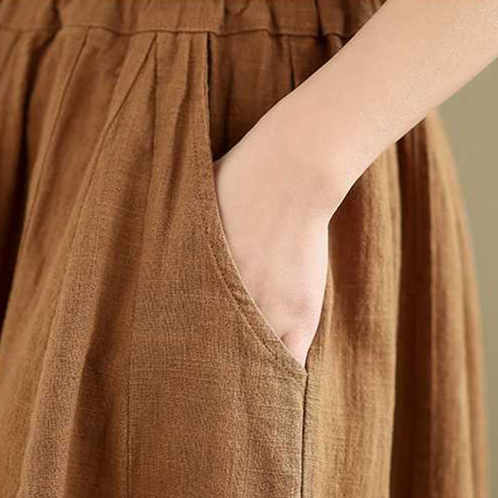 Spodnie harem damskie z bawełny i lnu z kieszeniami, wiosenne i casualowe, z prostym wzorem i Buddha Stones - image 7