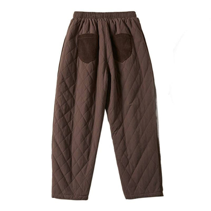 Damskie spodnie haremowe z bawełny z kieszeniami i pikowanym wzorem "Buddha Stones Diamond Quilted Design" z podszewką z polaru - image 27