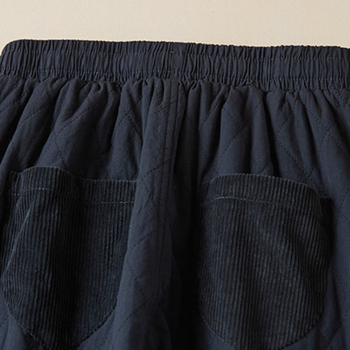 Damskie spodnie haremowe z bawełny z kieszeniami i pikowanym wzorem "Buddha Stones Diamond Quilted Design" z podszewką z polaru - image 3