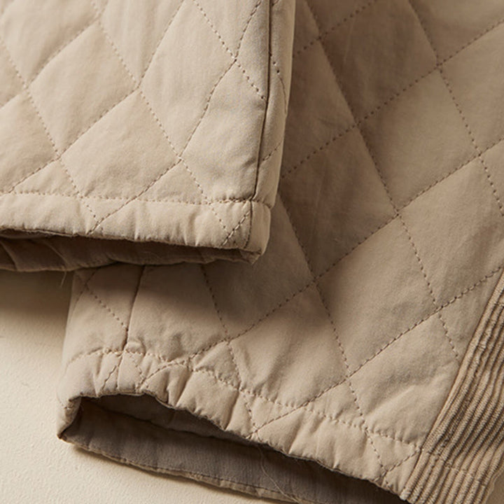 Damskie spodnie haremowe z bawełny z kieszeniami i pikowanym wzorem "Buddha Stones Diamond Quilted Design" z podszewką z polaru - image 17