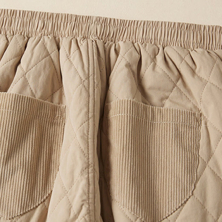 Damskie spodnie haremowe z bawełny z kieszeniami i pikowanym wzorem "Buddha Stones Diamond Quilted Design" z podszewką z polaru - image 12