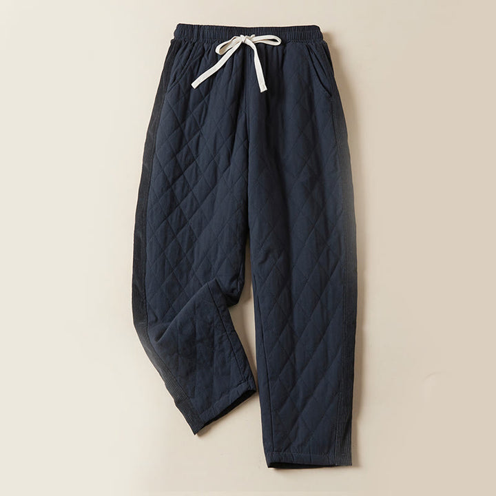 Damskie spodnie haremowe z bawełny z kieszeniami i pikowanymi diamentami Buddha Stones - MidnightBlue - US8-10，UK/AU12-14，EU40-42 (2XL) - image 0