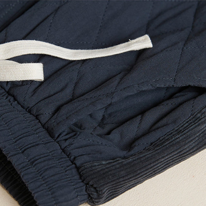 Damskie spodnie haremowe z bawełny z kieszeniami i pikowanym wzorem "Buddha Stones Diamond Quilted Design" z podszewką z polaru - image 4