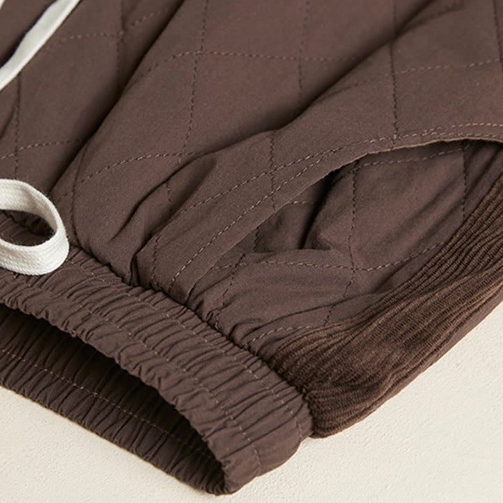 Damskie spodnie haremowe z bawełny z kieszeniami i pikowanym wzorem "Buddha Stones Diamond Quilted Design" z podszewką z polaru - image 22