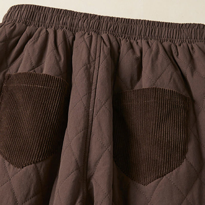 Damskie spodnie haremowe z bawełny z kieszeniami i pikowanym wzorem "Buddha Stones Diamond Quilted Design" z podszewką z polaru - image 21