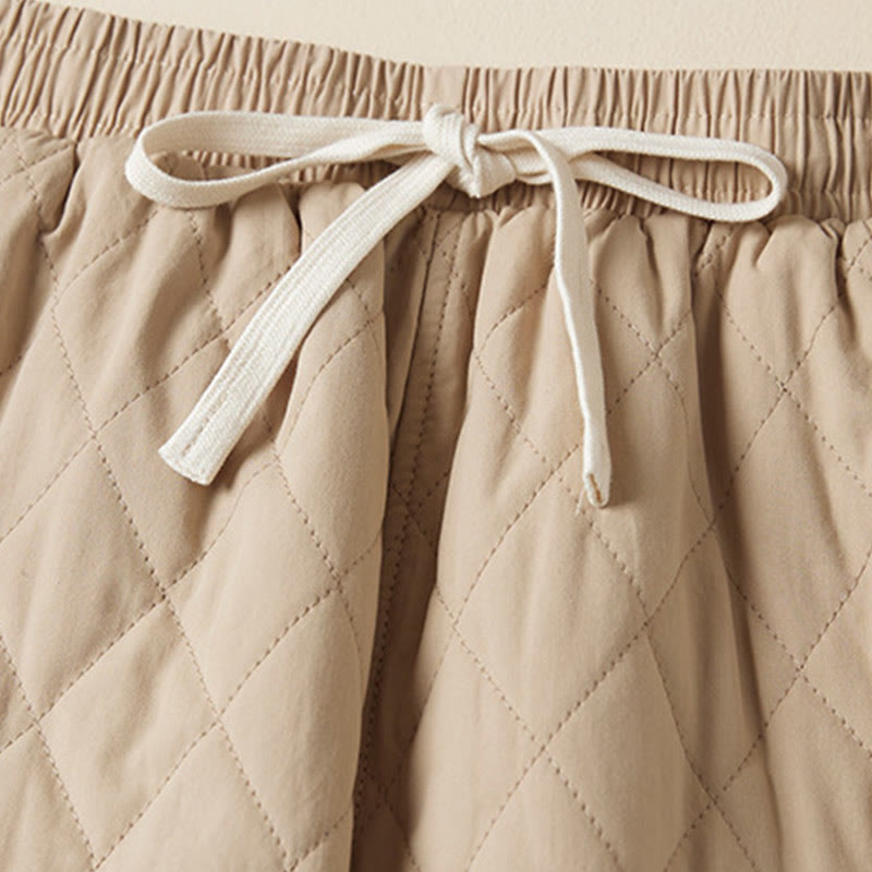 Damskie spodnie haremowe z bawełny z kieszeniami i pikowanym wzorem "Buddha Stones Diamond Quilted Design" z podszewką z polaru - image 11