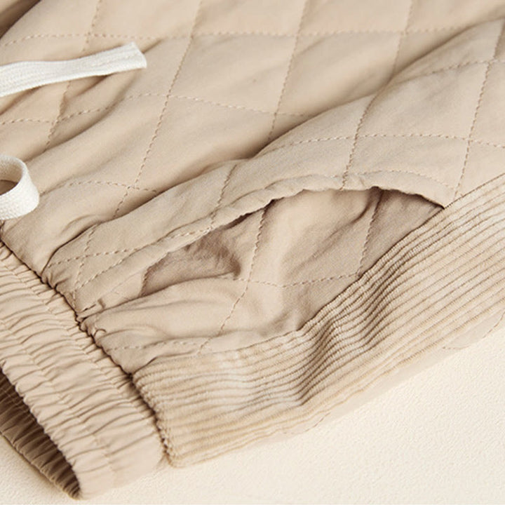 Damskie spodnie haremowe z bawełny z kieszeniami i pikowanym wzorem "Buddha Stones Diamond Quilted Design" z podszewką z polaru - image 13