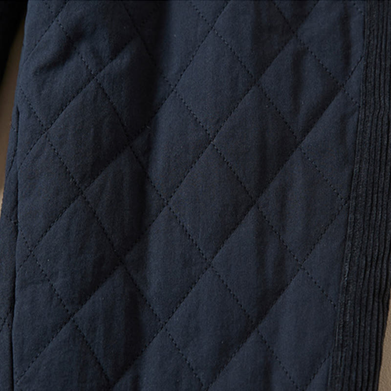 Damskie spodnie haremowe z bawełny z kieszeniami i pikowanym wzorem "Buddha Stones Diamond Quilted Design" z podszewką z polaru - image 5