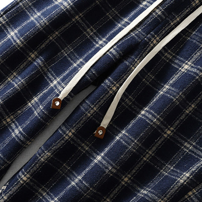 Damskie spodnie haremowe z bawełny z podszewką z polaru i kieszeniami w kratę w stylu retro z motywem Buddha Stones - image 4