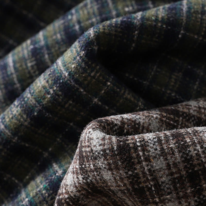 Damskie spodnie haremowe z bawełny z podszewką z polaru i kieszeniami w kratę w stylu retro z motywem Buddha Stones - image 17