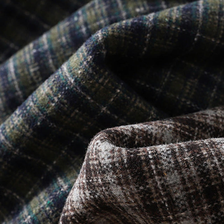 Damskie spodnie haremowe z bawełny z podszewką z polaru i kieszeniami w kratę w stylu retro z motywem Buddha Stones - image 17