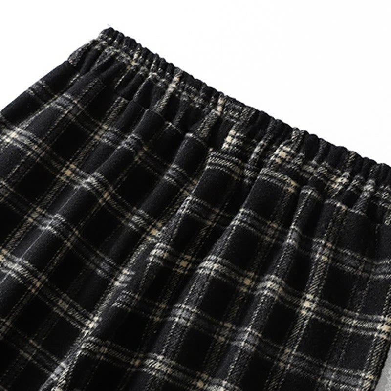 Damskie spodnie haremowe z bawełny z podszewką z polaru i kieszeniami w kratę w stylu retro z motywem Buddha Stones - image 14