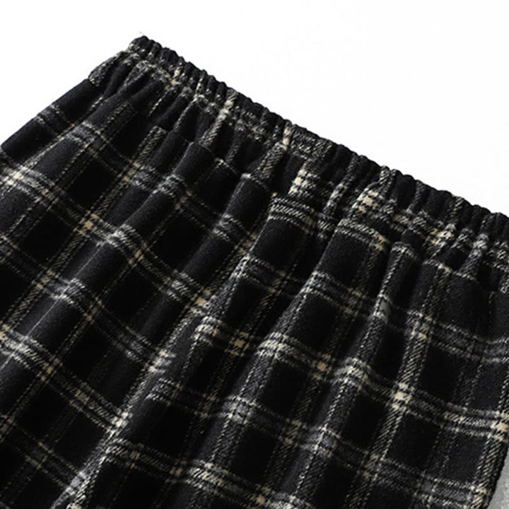 Damskie spodnie haremowe z bawełny z podszewką z polaru i kieszeniami w kratę w stylu retro z motywem Buddha Stones - image 14