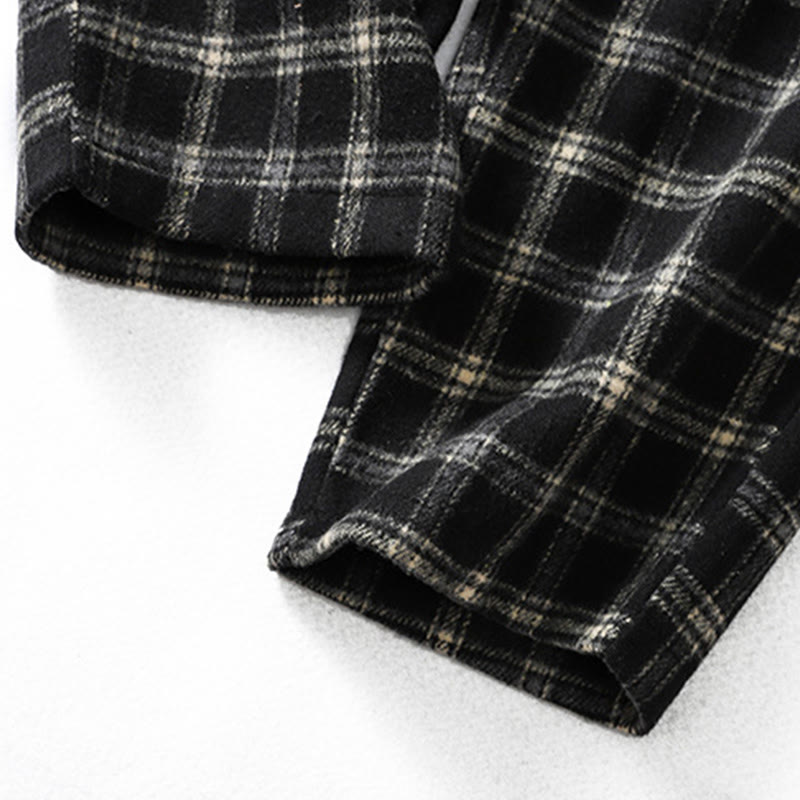 Damskie spodnie haremowe z bawełny z podszewką z polaru i kieszeniami w kratę w stylu retro z motywem Buddha Stones - image 15