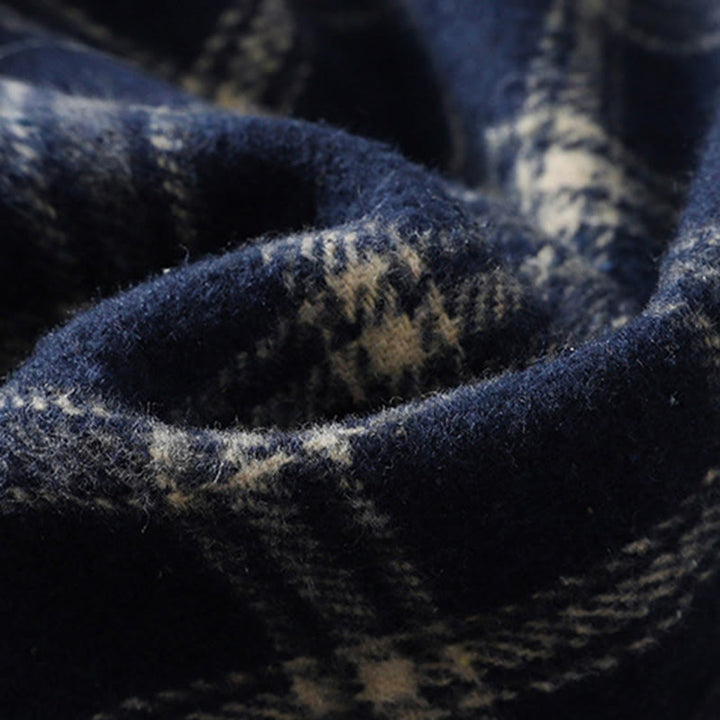 Damskie spodnie haremowe z bawełny z podszewką z polaru i kieszeniami w kratę w stylu retro z motywem Buddha Stones - image 6