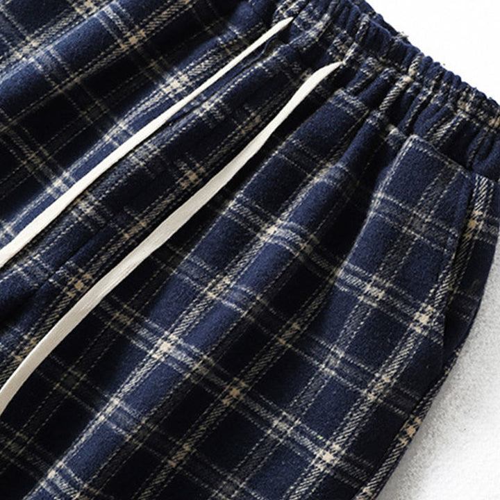 Damskie spodnie haremowe z bawełny z podszewką z polaru i kieszeniami w kratę w stylu retro z motywem Buddha Stones - image 3