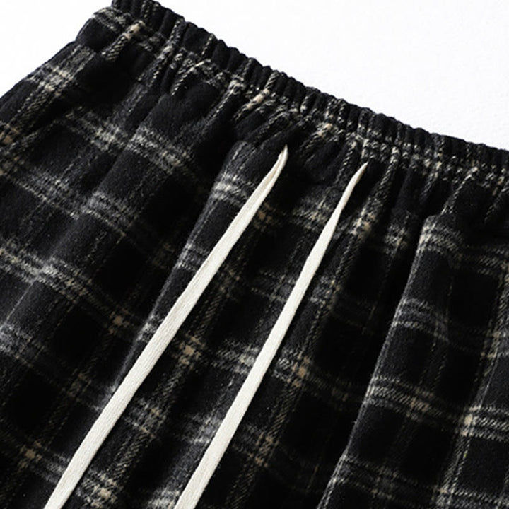 Damskie spodnie haremowe z bawełny z podszewką z polaru i kieszeniami w kratę w stylu retro z motywem Buddha Stones - image 11