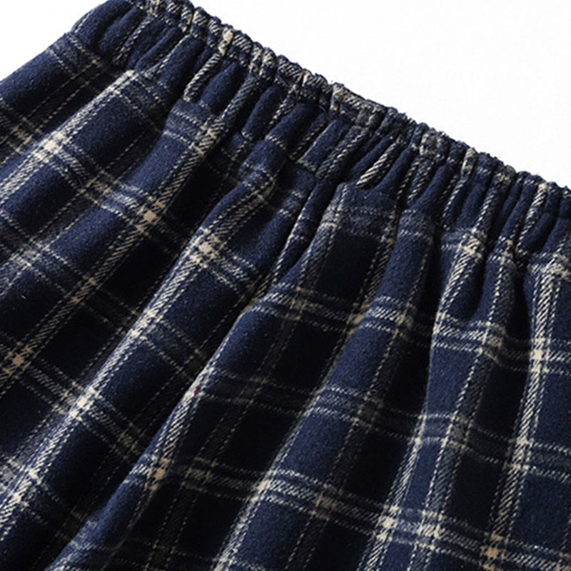 Damskie spodnie haremowe z bawełny z podszewką z polaru i kieszeniami w kratę w stylu retro z motywem Buddha Stones - image 5