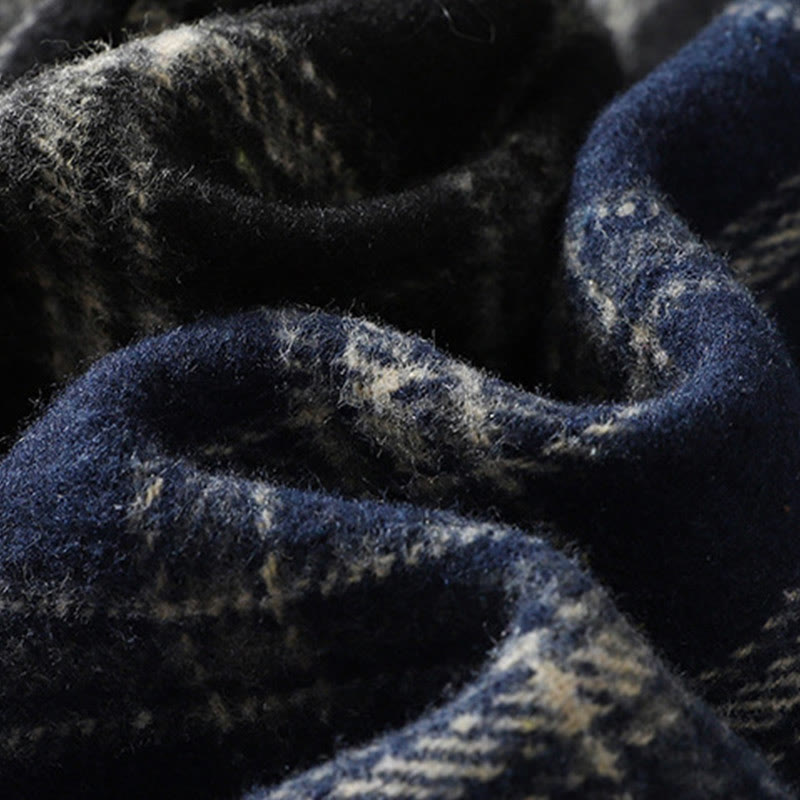 Damskie spodnie haremowe z bawełny z podszewką z polaru i kieszeniami w kratę w stylu retro z motywem Buddha Stones - image 18