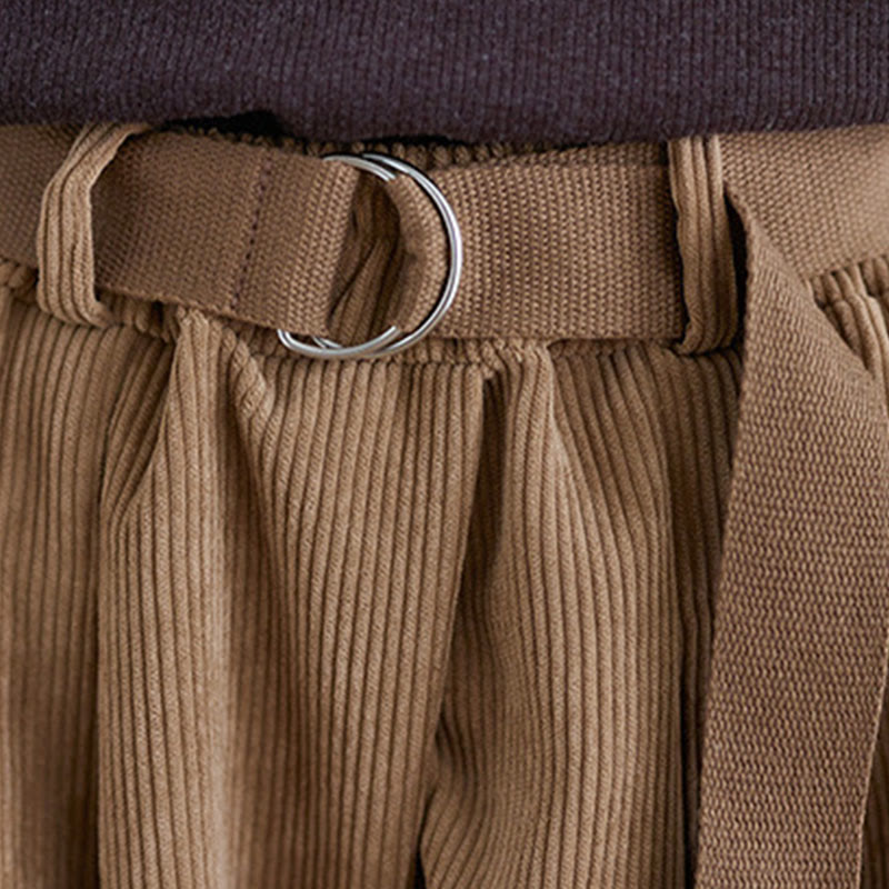 Damskie spodnie sztruksowe z szerokimi nogawkami i kieszeniami w stylu retro Buddha Stones o długości 7-8 - image 7