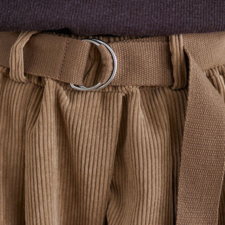 Damskie spodnie sztruksowe z szerokimi nogawkami i kieszeniami w stylu retro Buddha Stones o długości 7-8 - image 7