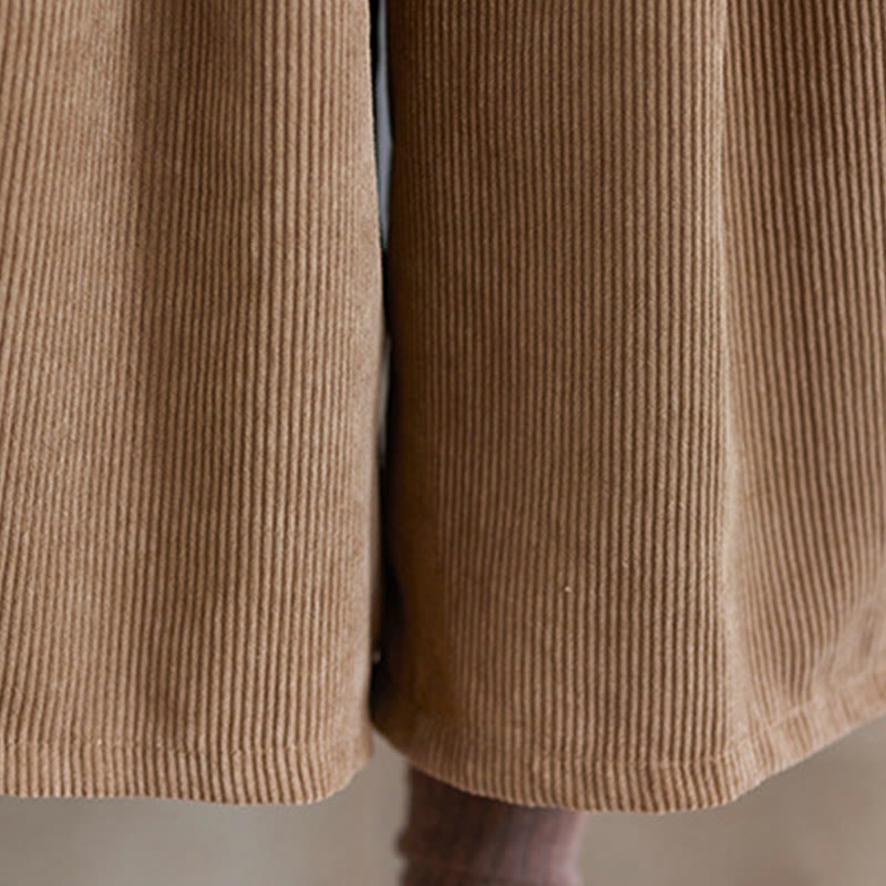 Damskie spodnie sztruksowe z szerokimi nogawkami i kieszeniami w stylu retro Buddha Stones o długości 7-8 - image 10