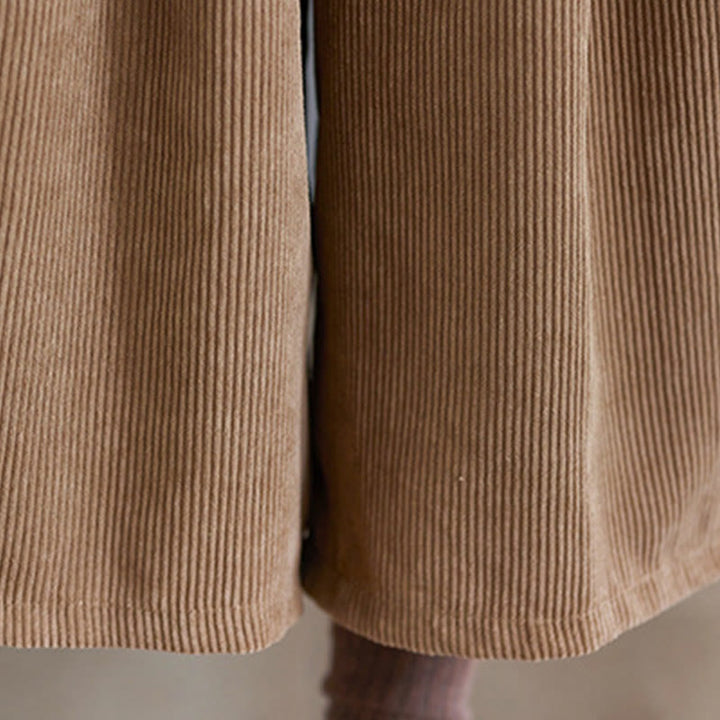 Damskie spodnie sztruksowe z szerokimi nogawkami i kieszeniami w stylu retro Buddha Stones o długości 7-8 - image 10