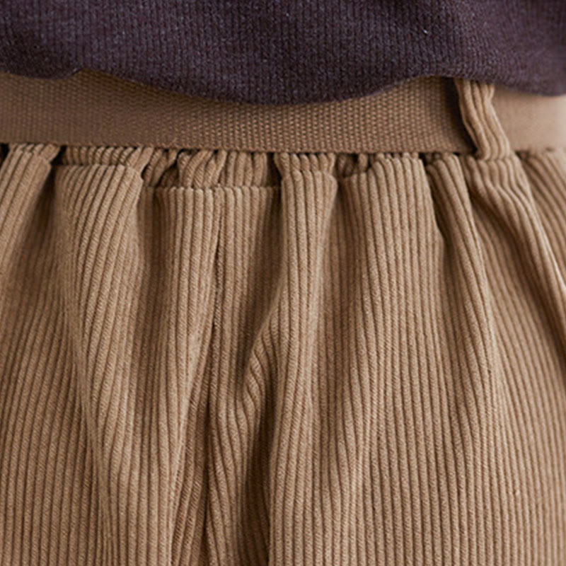 Damskie spodnie sztruksowe z szerokimi nogawkami i kieszeniami w stylu retro Buddha Stones o długości 7-8 - image 8