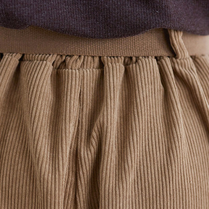 Damskie spodnie sztruksowe z szerokimi nogawkami i kieszeniami w stylu retro Buddha Stones o długości 7-8 - image 8